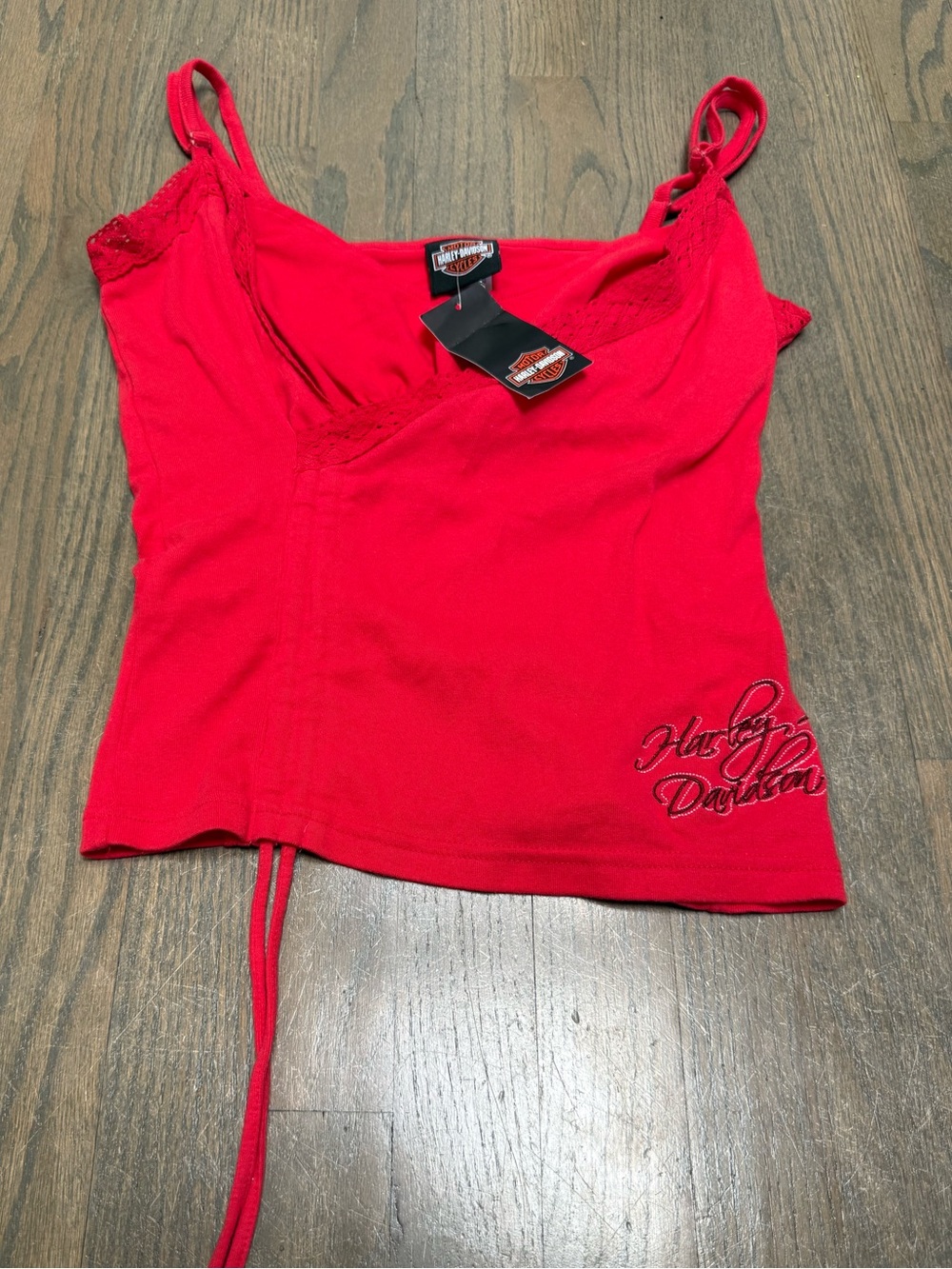 Harley-Davidson Bright Red Lace-Trim Camisole Tank